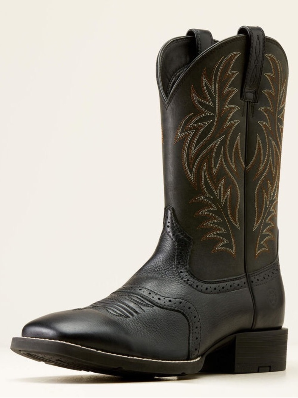 ARIAT Sport Western Wide Square Toe Cowboy Boot Black Deertan